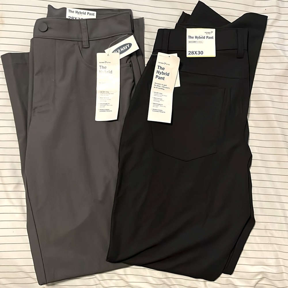 NWT 2 pairs Men’s Old Navy Hybrid Pant 28x30